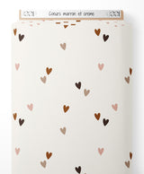 Tissu - Cœurs marron et crème