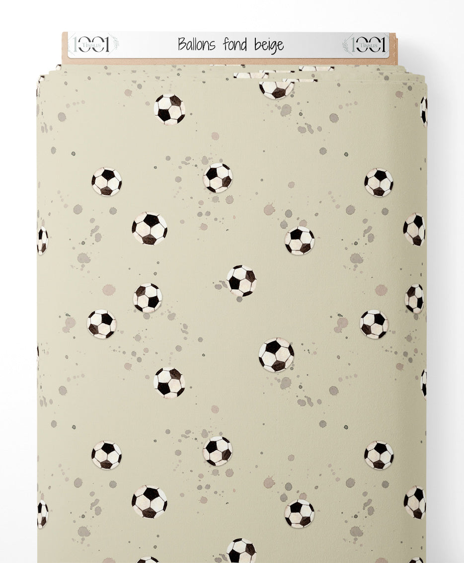 Tissu - Ballons sur fond beige