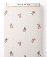 Tissu - Oursons et pois beige