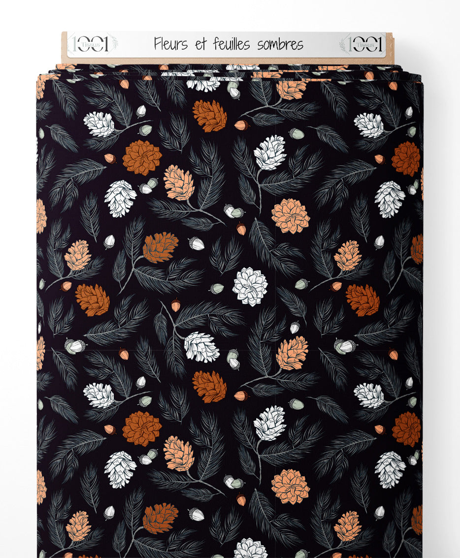 Tissu - Fleurs et feuilles sombres