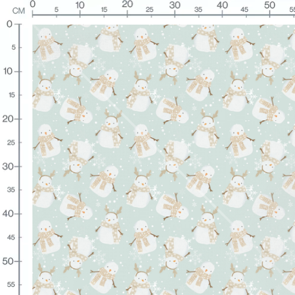 Tissu - Bonhommes neige bleu ciel étoilé