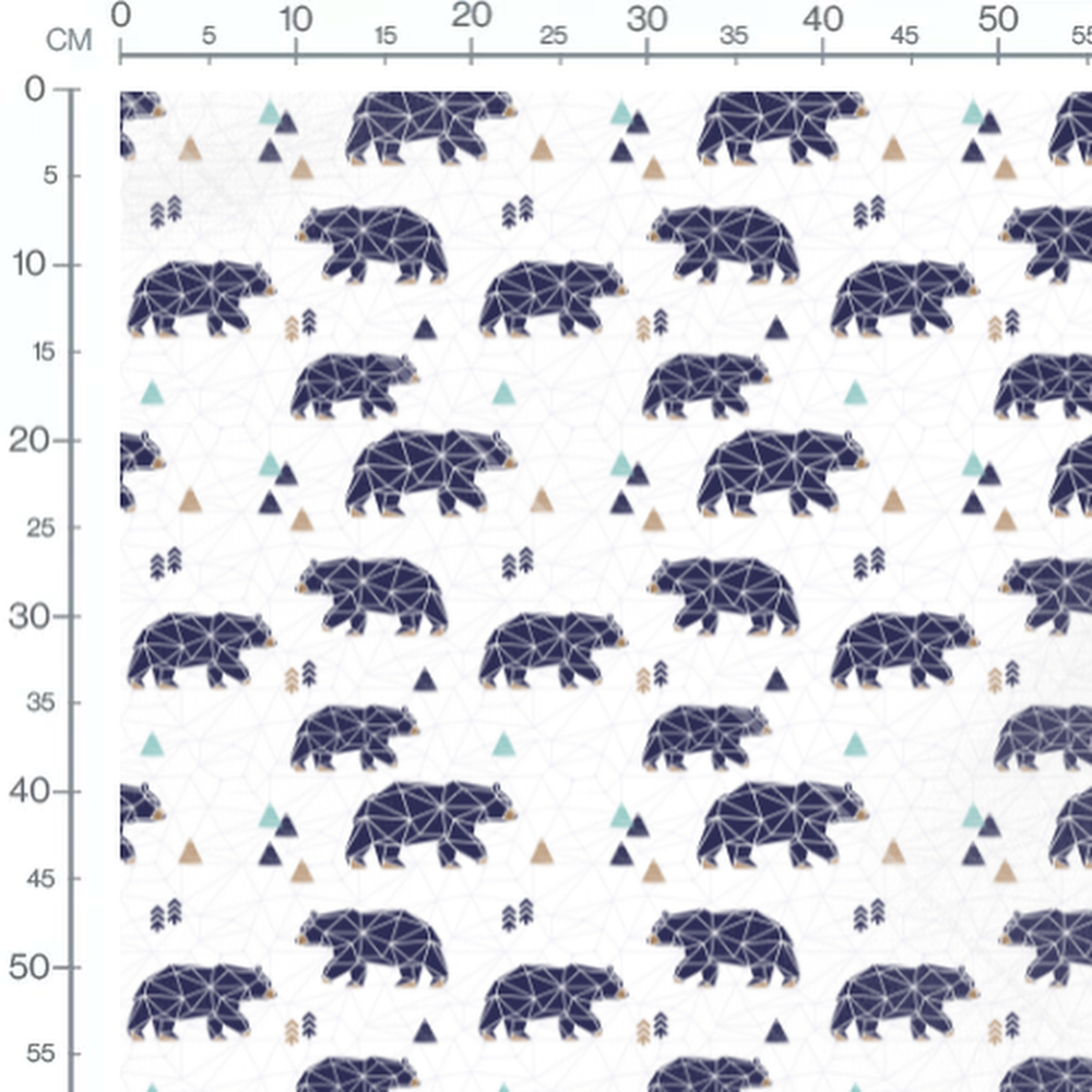 Tissu - Ours géométriques et triangles