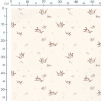 Tissu - Oiseaux origami beige sur crème