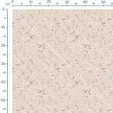Tissu - Fleurs blanches et feuilles brunes 2