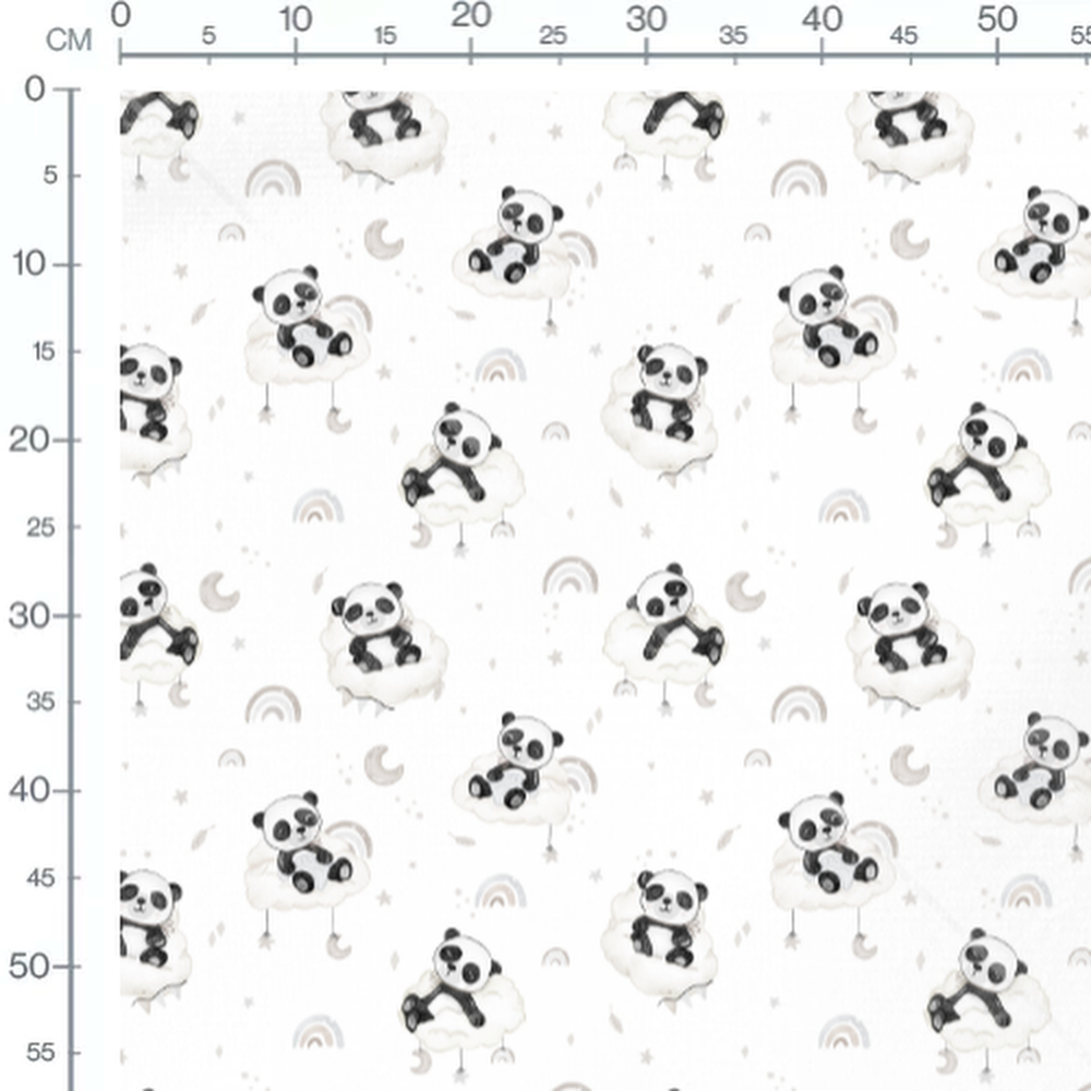 Tissu - Pandas sur nuages