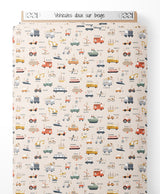 Tissu - Véhicules doux sur beige