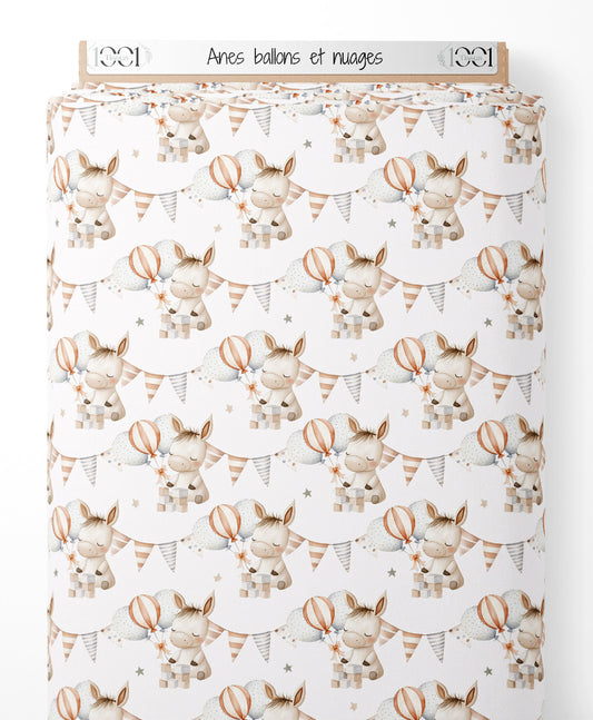 Tissu - Ânes ballons et nuages