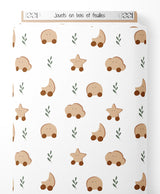 Tissu - Jouets en bois et feuilles