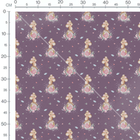 Tissu - Souris et fleurs sur fond violet