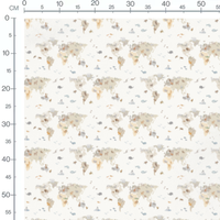 Tissu - Animaux sur carte géographique 2