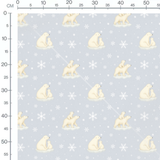 Tissu - Ours blancs et flocons petits