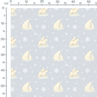 Tissu - Ours blancs et flocons petits