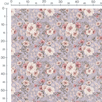 Tissu - Bouquets floraux sur fond lavande