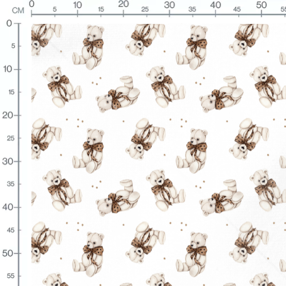 Tissu - Oursons à pois sur blanc