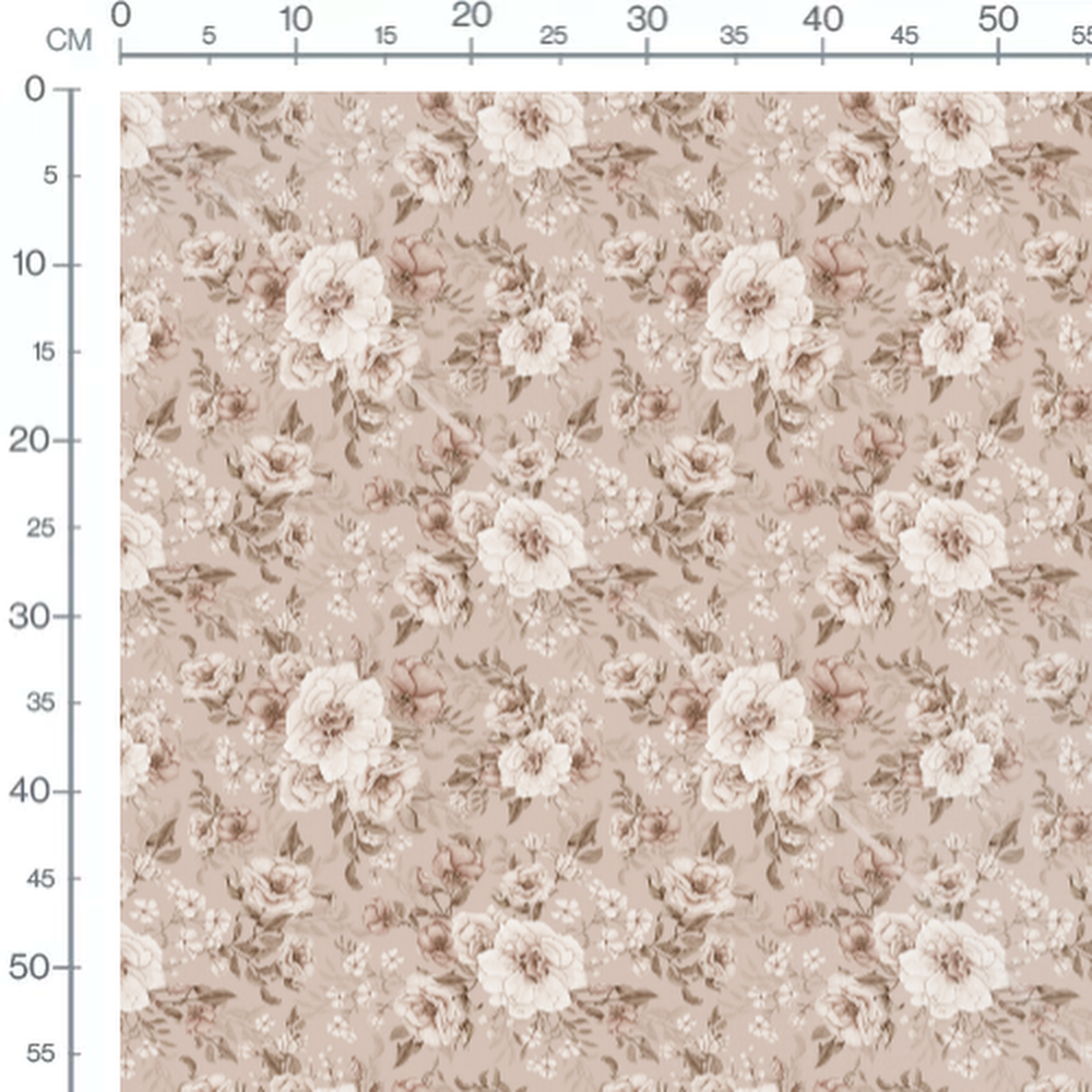 Tissu - Fleurs vintage sur fond beige