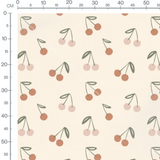 Tissu - Cerises pastel sur fond beige