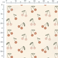 Tissu - Cerises pastel sur fond beige