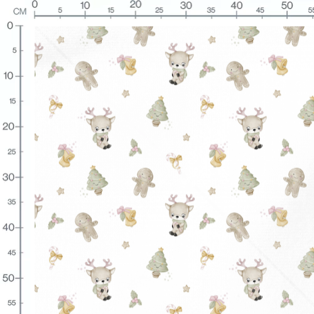 Tissu - Rennes et biscuits de Noël