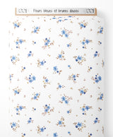 Tissu - Fleurs bleues et brunes douces