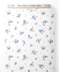 Tissu - Fleurs bleues et brunes douces