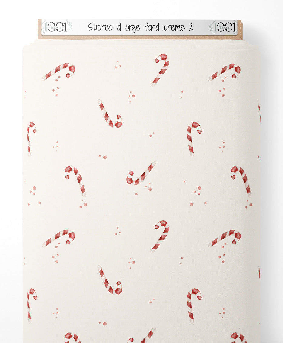 Tissu - Sucres d'orge sur fond crème 2