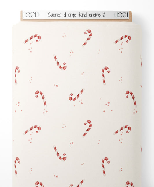 Tissu - Sucres d'orge sur fond crème 2