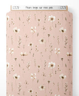 Tissu - Fleurs beige sur rose pâle