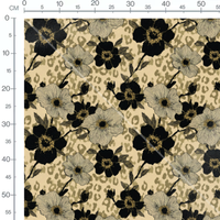 Tissu - fleurs fines leopard