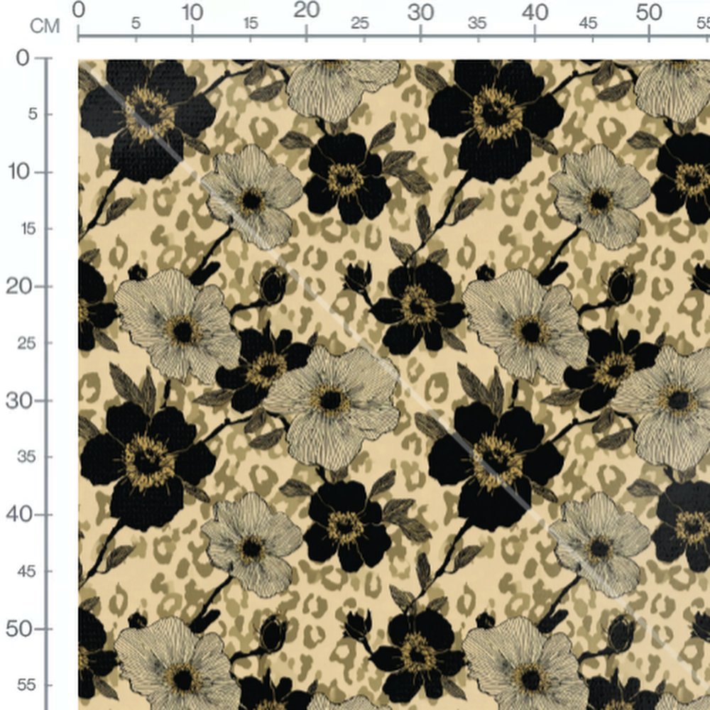 Tissu - fleurs fines leopard