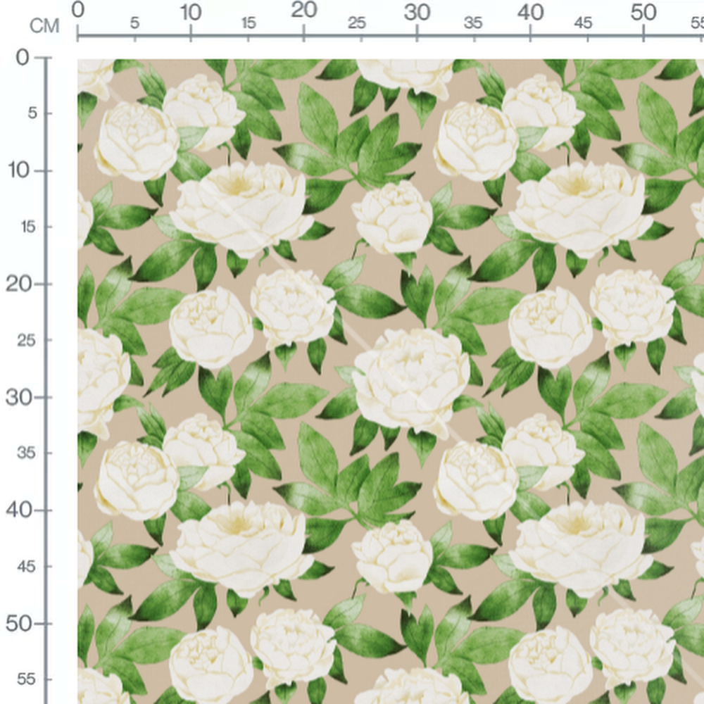Tissu - Pivoines et feuillage vert