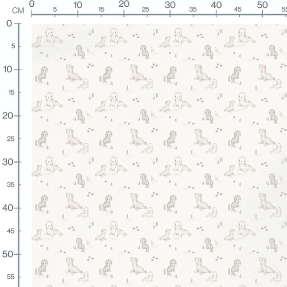 Tissu - Phoques et poissons dessinés