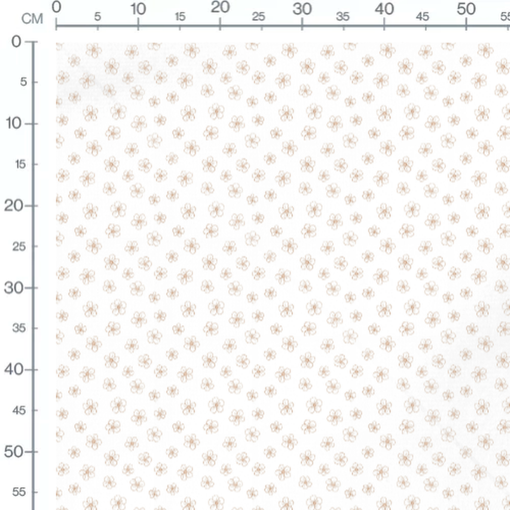 Tissu - Fleurs beige aux contours fins