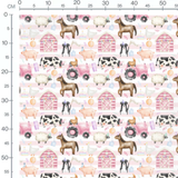 Tissu - Fleurs pastel et papillons roses