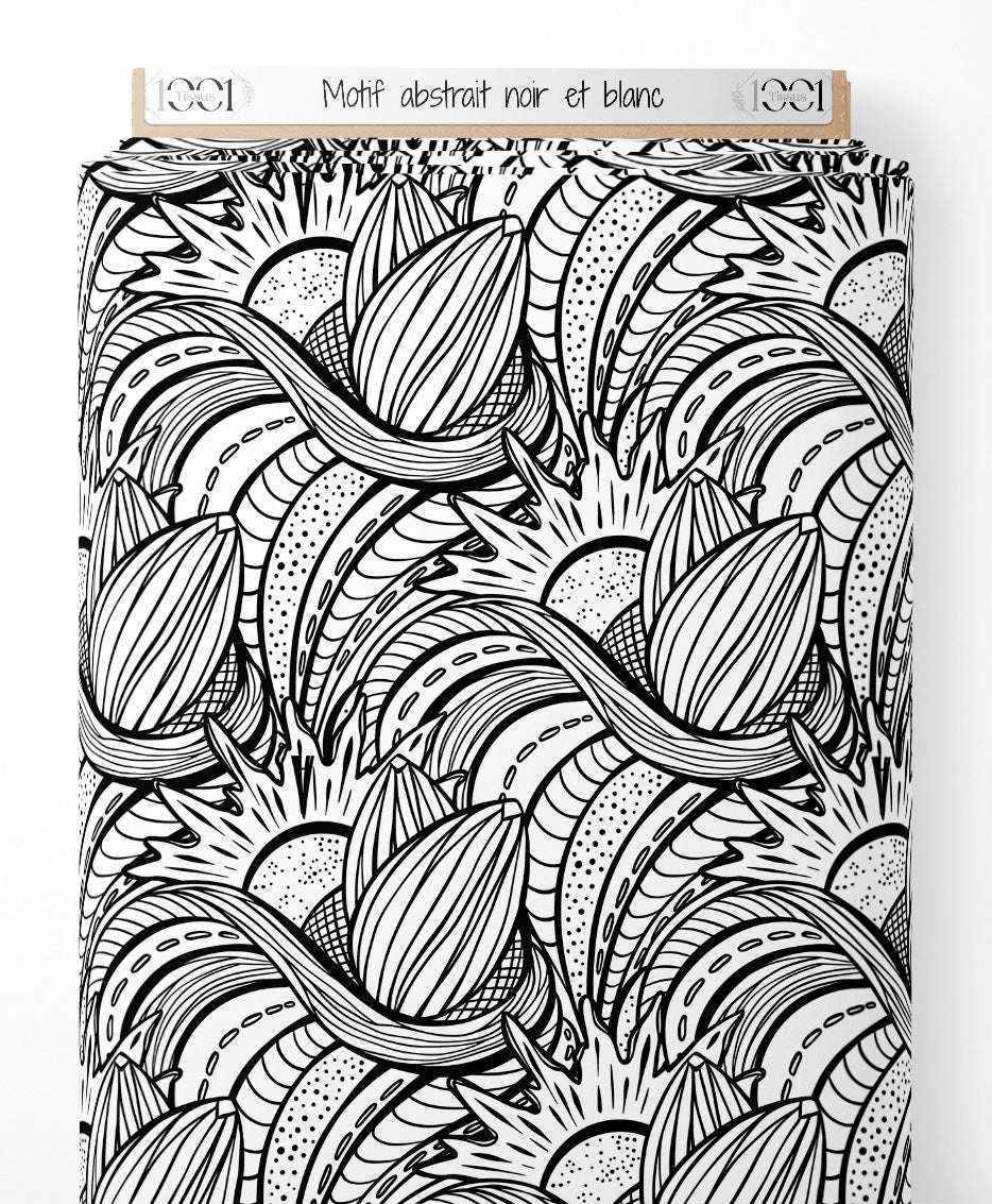 Tissu - Motif abstrait noir et blanc