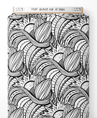 Tissu - Motif abstrait noir et blanc