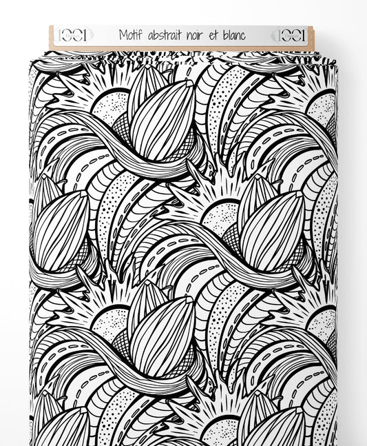 Tissu - Motif abstrait noir et blanc