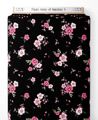 Tissu - Fleurs roses et blanches 5