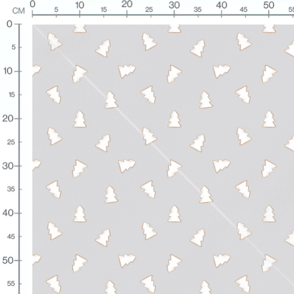 Tissu - Sapins blancs sur gris