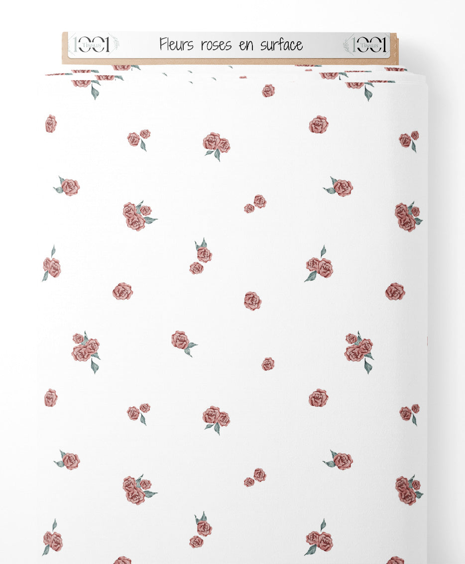Tissu - Fleurs roses en surface