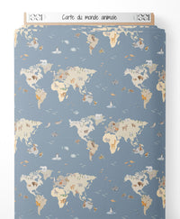 Tissu - Carte du monde animale