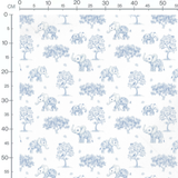 Tissu - Éléphants bleus et arbres