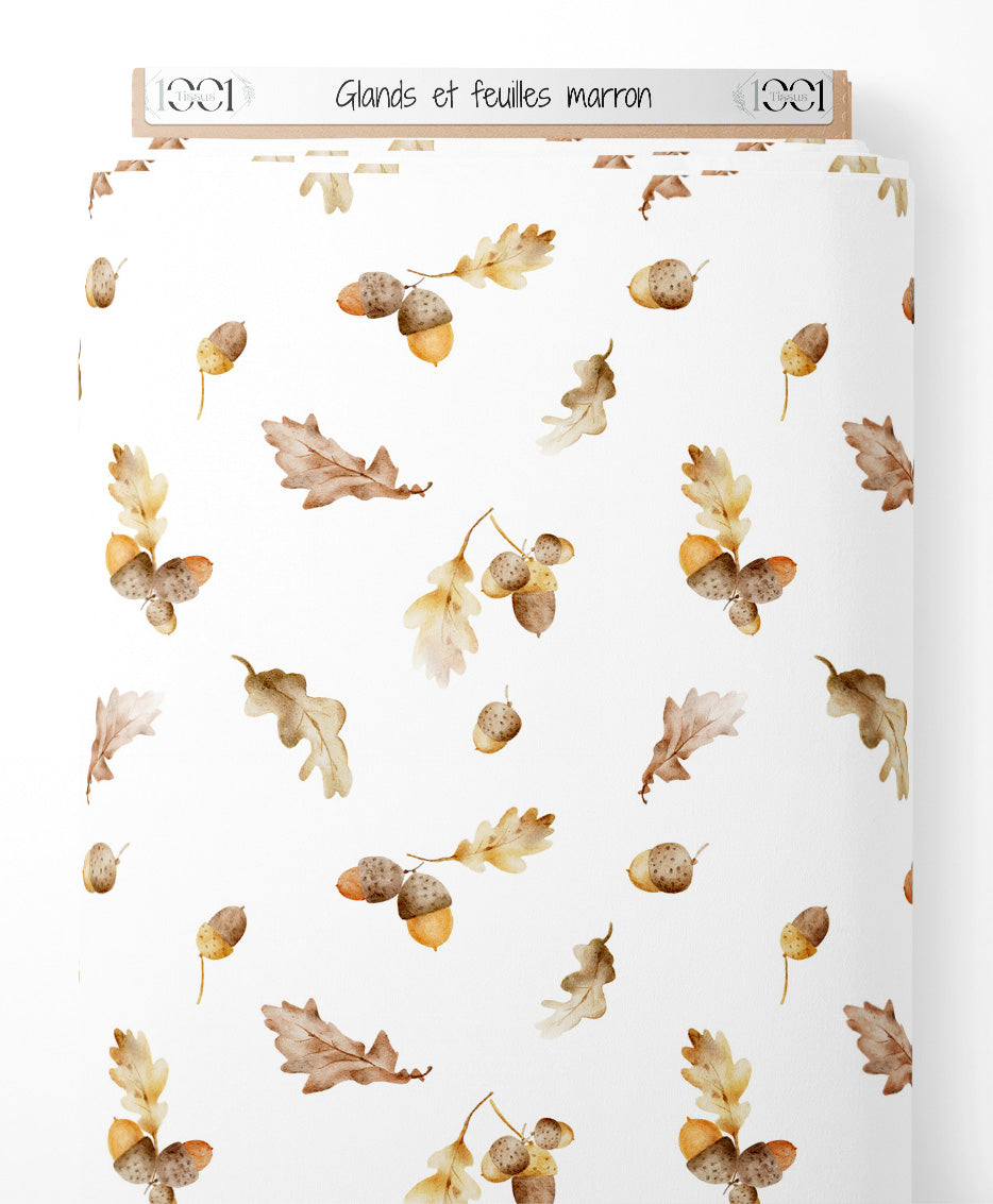 Tissu - Glands et feuilles marron