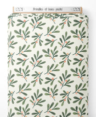 Tissu - Brindilles et baies pastel