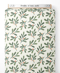 Tissu - Brindilles et baies pastel