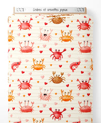 Tissu - Crabes et crevettes joyeux