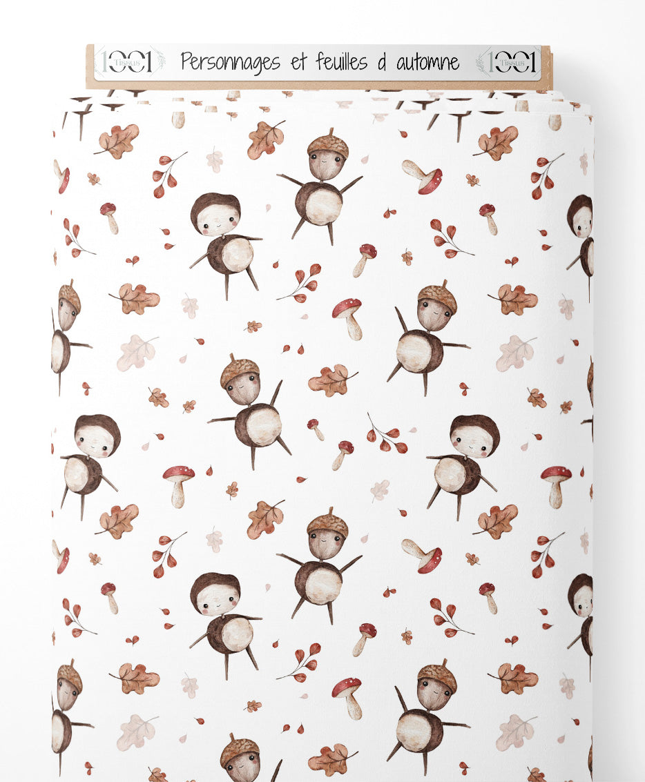 Tissu - Personnages et feuilles d'automne