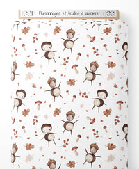 Tissu - Personnages et feuilles d'automne