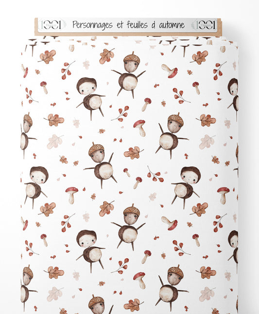 Tissu - Personnages et feuilles d'automne