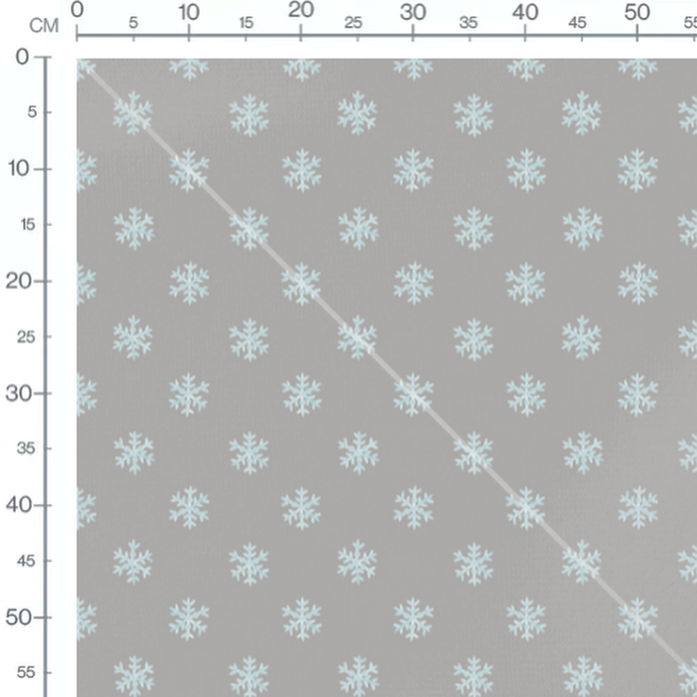 Tissu - Flocons bleus sur gris
