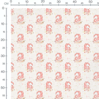 Tissu - Licornes roses et fleurs
